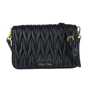 Miu Miu Matelass Leather Shoulder Bag Black